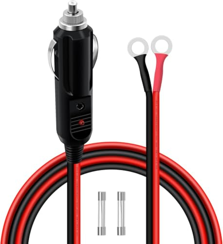 HuaLiSiJi Adaptador Encendedor de Cigarrillos para Coche 14AWG 20A Cable de Extensión Conector para Encendedor de Cigarrillos de Coche 12V 24V Anillo O 6.3mm (3 m)