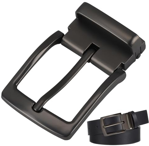 Hemlosk Hebillas Cinturon Hombre de Aleación para Hombre, Hebillas De Anillo Cuadradas De Aleación de Zinc, hasta 33mm-35mm de Ancho, Hebilla de Repuesto Cuadrada de Una Sola Punta - Gris Mate