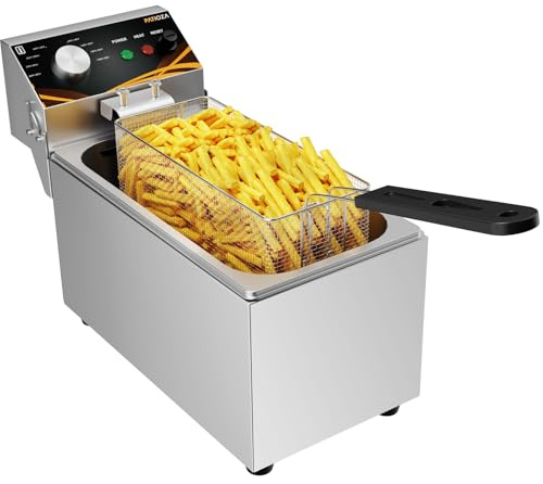 PATIOZA 3.5L Commercial Deep Fat Fryer, 2000W Stainless Steel Deep Fryer with 60-200°C Temperature Control Fast Heating Electric Chip Fryer for Home and Commercial Use