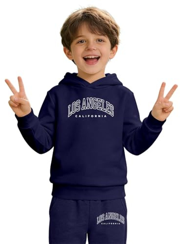 Generisch Tuta da ginnastica per ragazzi e bambini, set da jogging Activewear con stampa a lettere, maglione casual, pantaloni da jogging, due pezzi, ideale per l'uso quotidiano, Marine2., 4-5 Anni