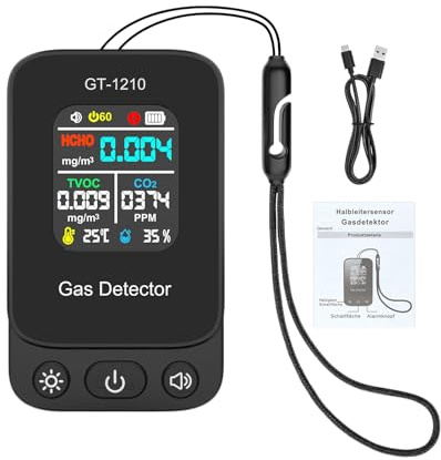 Rilevatore Di Anidride Carbonica: Sensore Di Temperatura E Umidità, Misuratore Portatile, Monitor Di Qualità Aria A Batterie per Tester Digitale Aria Interna, Scrivania, Viaggi, Casa, Aula,