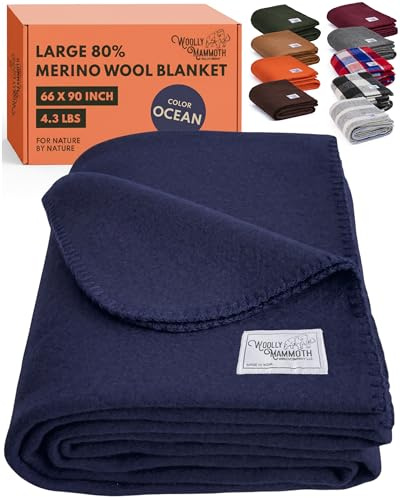 Woolly Mammoth Woolen Company Explorer Collection coperta di lana 66 x 90 blu marino
