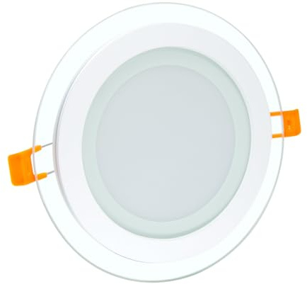 G.W.S® 12W Crystal Glass Edge Round Circle LED Recessed Flat Panel Downlight Ceiling Light Day White (6000K), LED Driver Included