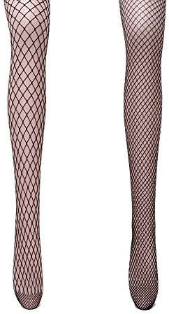 AONER 2 Stk. Netzstrumpfhose Damen Mesh Strümpfe Schwarz/Weiß Frauen Netzstrümpfe Fischnetz Strumpfhosen Socken Strumpf (Schwarz)