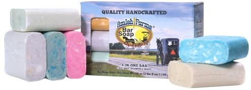 Amish Farms Bar Soap w/All Natural Bentonite Clay (6 Bars) Made in USA, Vegan Moisturizing for Sensitive Skin | Women & Mens Face & Body Bar Bath Soap for Shower | Clean Scent | 5 Ounce Each