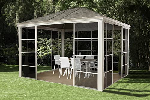 Sojag Aluminium Pavillon Striano 1012 | Pavillon mit Moskitonetz | Champagner | 301x36x281 cm