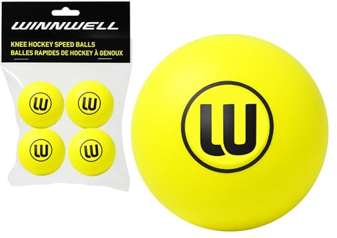 Winnwell Kniehockey-Schaumstoffbälle, Mini-Hockeybälle für Kinder, weicher Schaumstoff, 4er-Pack mit Kordelzugbeutel, 5,1 cm Durchmesser