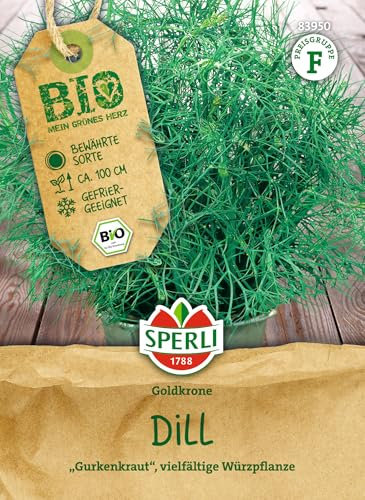 SPERLI BIO Dillsamen - Ertragreiche Kräutersamen, Aromatische Dill Samen, Gefriergeeignet, Wüchsige Sorte, Kräuter Saatgut für Garten & Balkon, Dill Pflanzen Samen - 1 Portion Samen