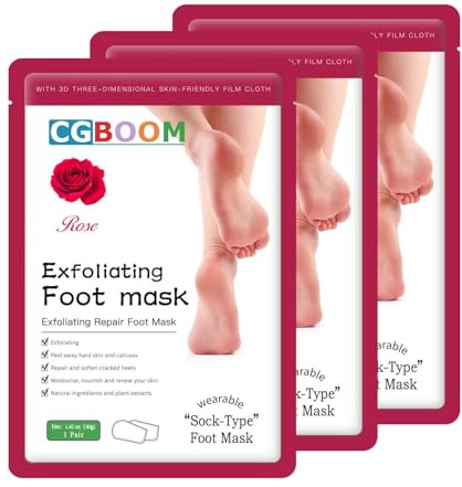 Foot Peel Mask 3 Pack, Exfoliator Peel Off Calluses Dead Skin Callus Remover, Baby Soft Smooth Touch Feet-Men Women (Rose)