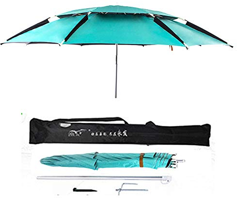 Großer Sonnenschirm Im Freien Zum Angeln Camping Einstellbare UV-Beständige Angelmarkise Faltbare Regenschutzplane,Green,2.4m