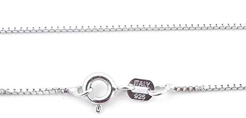 ARITZI - Collar - Fina Plata De Ley 925 - Cadena Veneciana (Box Chain) 1,0 mm - con Largo de 50 cm. Fabricado en Italia con baño de Rodio.