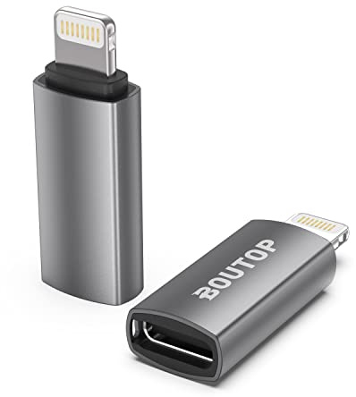 BOUTOP [MFi Certified] 27W USB C to Lightning Adapter Support PD Fast Charging,Not for Audio Headphones Compatible with iPhone 14/13/12/11 iPad iPod (2 Pack)