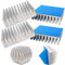 Cooling Fin, CTRICALVER 4 PCS Heatsink, Aluminum Heatsink With Blue Termal Conductive Adhesive Tape, for Cooling 3D Printers, L 40 mm x W 40 mm x H 11 mm (Silver)