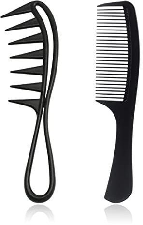 LEEQ Negro Peine Anchas, Peine Antiestático, Peine Antitirones, Peines de Peluqueria Profesional para Salón y Hogar, Reduciendo Rotura Cabello(2 piezas)