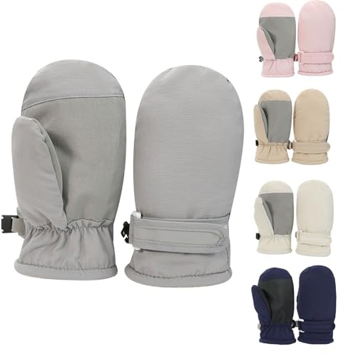 SRTUMEY Kids Waterproof Winter Mittens - Fleece Lined Thermal Warm Snow Ski Cycling Gloves - Adjustable Comfort Mittens for Boys 6-12 Months