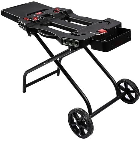 Denmay Carro de barbacoa portátil con rueda para Weber Q1200, Q1000, Q2200, Q2000 Serie, para Blackstone 43 cm 56 cm, plancha de mesa, carro plegable, soporte para barbacoa exterior