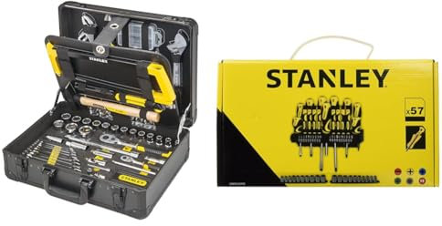 STANLEY Maletín de Mantenimiento 142 Piezas, Alicates y Cortapuntas, Llave & STHT0-62143 Set de 57 Piezas, Destornilladores y Puntas de Destornillador de 25 mm