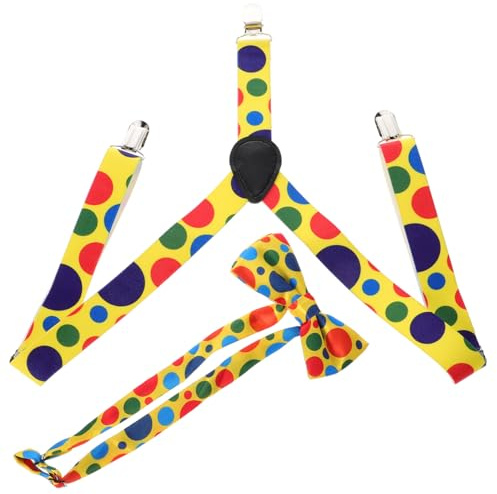 COLLBATH Set Di Bretelle Da Clown Per Bambini Bretelle A Pois Colorato Accessori Da Clown Per Cosplay E Feste A Tema