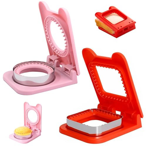 YCHYAN 2 Pezzi Formine Sandwich Biscotti per Bambini, Arrotondato Acciaio Inossidabile Porta Piece Pasticceria, Taglierina per Sandwich Quadrata, Adatto per Panini Fai Da Te per Bambini, Pranzi Bento