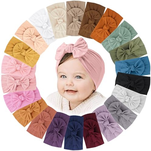 Jesries 22 Pcs Baby Headbands, Baby Girl Bows, Stretch Nylon Hairbands