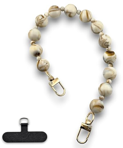 RATASK Beaded Wrist Strap Bracelet, Acrylic Beaded Mobile Phone Strap, Keychain Accessory, Decorative Pendant, Made with Durable Metal String for Extra Strength and Security
