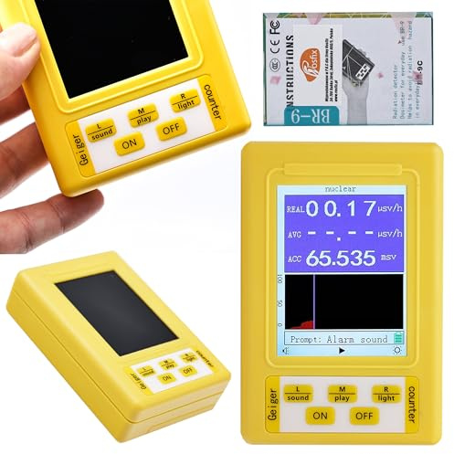 Rosfix Compteur de Rayonnement Geiger XR3 BR-9C – Détecteur Numérique Alpha Bêta Gamma | Écran LCD 57×43 mm | ABS | Haute Précision 0,01 μSv/h | Appareil de Mesure Sécurité
