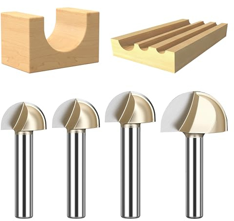 HUHAO Cove Box - Set di punte per fresa con codolo da 1/4, 5/8, 3/4, 7/8, diametro di taglio 2,5 cm, 2 scanalature, con punta in carburo, per scanalatura di legno, venature, incisioni, tuffi