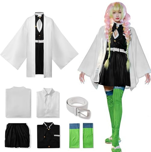 Bocguy Mitsuri Cosplay, Disfraz de Anime Mitsuri Kanroji, Disfraz Anime para Mujer, Uniforme Personaje Traje de Kimono para Adultos para Carnaval, Halloween, Fiesta de Cosplay