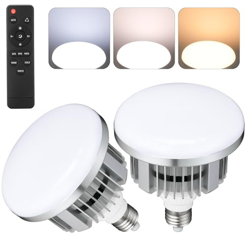Set med 2 LED-lampor Studio Photo 135W, E27 bas, dimbar 0–100 %, 3 000K-6500K, CRI90, kompatibel med softbox och fotoparaply, för fotostudio och videoproduktion
