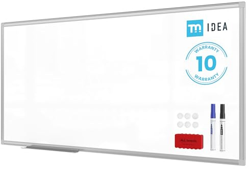 ALLboards Lavagna magnetica bianca 120x60 cm con cornice in alluminio + set di accessori - TM IDEA® serie Flex