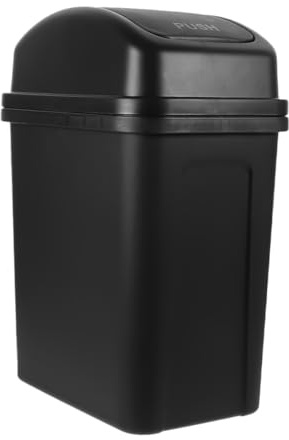 VICASKY Poubelle Ménagère à Couvercle Pivotant 10 L, Plastique Épais, Grosse Capacité, Couleur Noir Profond, Corbeille Multifonction Cuisine, Salon et Chambre, Facile à Nettoyer, Usage