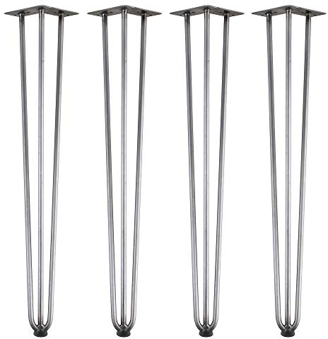 Zelsius 4er Set Hairpin Legs 71cm, Rohstahl | Stahl Tischbeine Haarnadelbeine | Hairpins für Do-It-Yourself Esstisch Arbeitstisch Beistelltisch Tisch Beine | Table Legs, Tischfuß, Schreibtischfüße