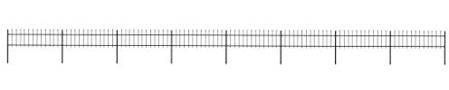 vidaXL Gartenzaun mit dekorativen Speerspitzen Schmuckzaun Metallzaun Zaun Zaunelemente Stahlzaun Gitterzaun Zaunfeld Tor Stahl 13,6x0,6m Schwarz