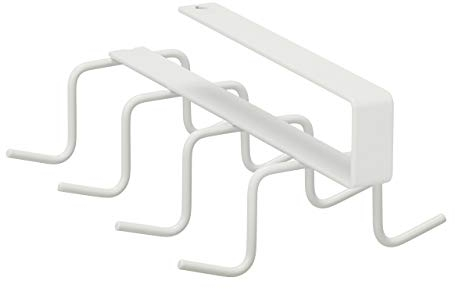Relaxdays Haken Schrankeinsatz, 8 Haken, Metall, ohne Bohren, Hakenleiste Kleiderschrank, Regal, HBT 6,5x10x18 cm, weiß