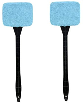 Brushes, Windshield Cleaner Car Inside Window Glass Cleaning Tool with Handle 2PCS Blue