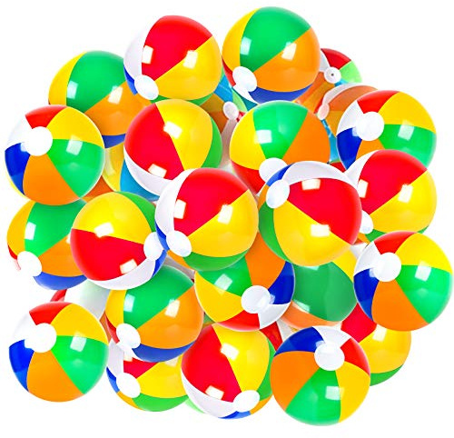 Coopay 40 Pack Inflatable Beach Balls Classic Rainbow Swimming Pool Ball Birthday Beach Party Decoration Summer Water Games Gifts 9 to 12 Inches from Inflated to Deflated