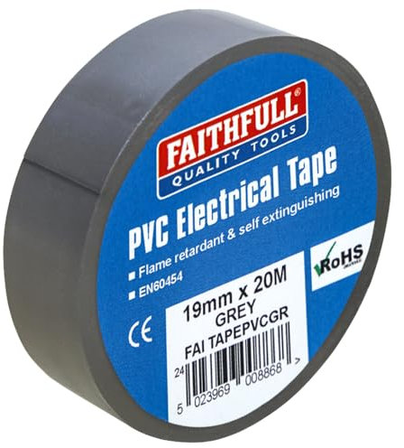 Faithfull FAITAPEPVCGR PVC Electrical Tape 19 mm x 20 m - Grey