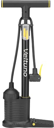 Veltuno Bike Pump,High Pressure,Floor Bicycle Tire Pump with Boost Device Compatible with Presta and Schrader Valve, for Bicycle, Balls, Scooter, etc.…