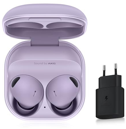 Samsung Galaxy Buds2 Pro, écouteurs Bluetooth, sans fil, réduction active de bruit, étui de chargement, son de Qualité Hi-Fi, résistant à l’Eau, Audio 360, Lavande, Chargeur Secteur Rapide 25W