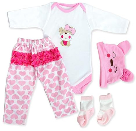 RUNGQIANY Reborn-Puppen-Kleidung passend für 50,8 cm – 55,9 cm Neugeborene, Jungen und Mädchen, Kleidungssets geeignet für Babygröße, Reborn-Babypuppenkleidung 55,9 cm (Reborn-Kleinkind-Puppenkleidung
