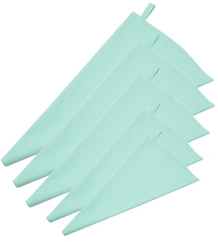 Silicone Pastry Bags, 5 Sizes Reusable Icing Piping Bags Baking Cookie Cake Decorating Bags (10+12+14+16+18), 5 PCS Icing Cream Frosting Bags,DIY Kitchen Tool,Green