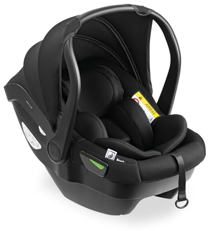 hauck Drive N Care, Schwarz - i-Size Babyschale ab Geburt für Babys mit Körpergröße von 40-87 cm inkl. Sitzverkleinerer & Sitzkeil, 3 Punkt Gurt & Kopfstüzte Höhenverstellbar