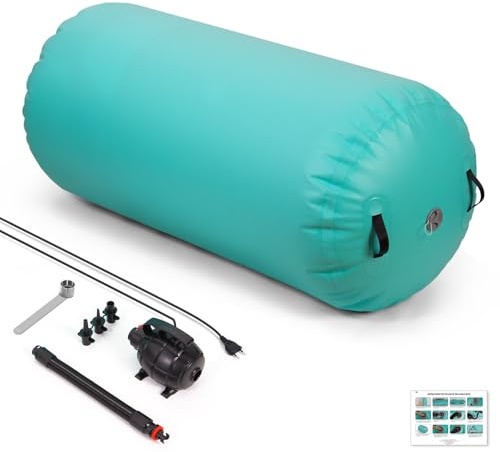 Leogreen Air Roller 120cm Aufblasbare Air Barrel Gymnastik Tumbling Matten, Airspot Gymnastikmatte mit Pumpe, Gymnastik Turnmatte Trainingsmatte Zylinder für Zuhause Taekwondo Yoga Fitness (Grün)