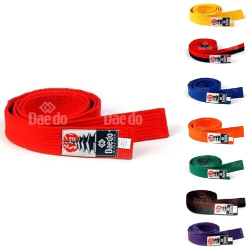 Daedo Taekwondo Color Belt for Adults and Kids, 280 cm/110 Length - Perfect for Martial Arts, Karate, and Taekwondo Training - Red