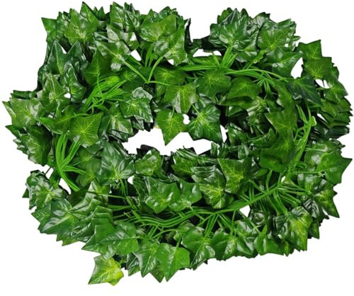 Heanvmyss Guirlandes de Lierre Artificiel,12 Pièces Lierre Artificiel Decoration Chambre,2.2m Faux Lierre Plante Artificielle,Lierre Vigne pour Cuisine,Patio,Balançoire,Mariage,Bureau,Fête(Vert)
