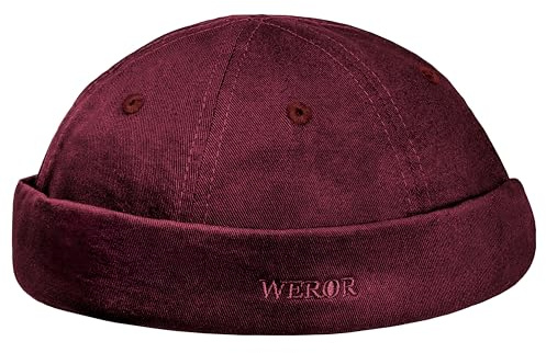 WEROR Dockercap pour hommes – Bonnet de marin en coton - Bonnet de pêcheur - WEROR-452.1, bordeaux, taille unique