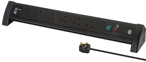 Brennenstuhl Premium Office-Line 6-way Power Strip with USB C PD 30W and USB A 18W (Made in Germany, Extension Lead with 3m cable and switch, Power Extension for desk with Safety Fuse Button) black