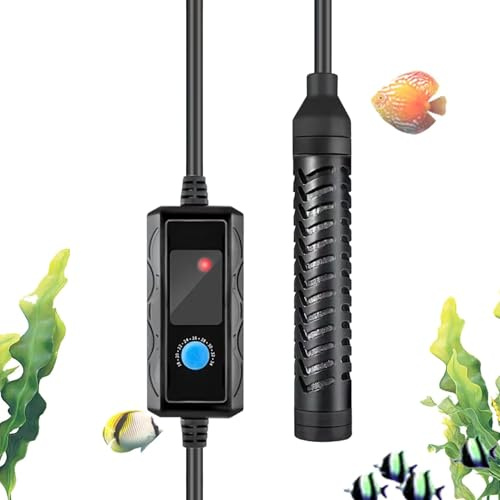 Calefacción de acuario – 100 W calefacción de instalación vertical | Termostato para reptiles con ventosas, para Betta, estanque, tortuga, reptil, acuario de agua de mar, acuario de agua dulce, bajo