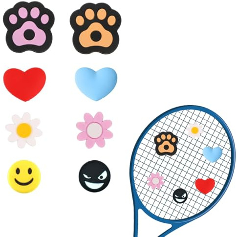 VEOIRXU 8 Pièces Anti Vibration Raquette Tennis en Silicone Antivibrateurs Tennis Mignons Amortisseur Raquette Tennis de Colored Convient pour Les Sports de Tennis en Plein Air (5 Modèles)