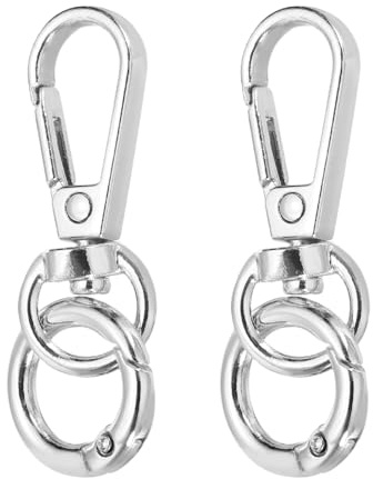 QUARKZMAN 2 Pcs Hebilla Giratoria Gancho Presión 2 Bolsos Joyería Plateado | Pinzas Garra Langosta, Con Anillo Resorte O Hebilla Doble Apertura, Para Cadenas Llaves, Para Manualidades
